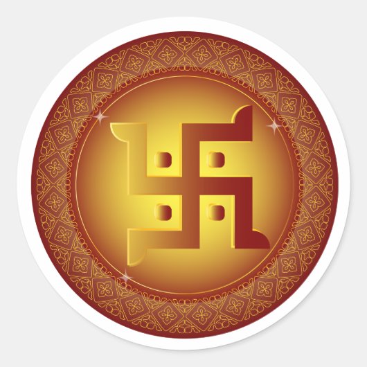 Gouden Hindoe Swastika Divali Sticker (Voorkant)