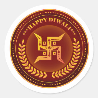 Gouden hindoeïstische Swastika Gelukkig Divali Ronde Sticker