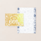 Gouden Hippie Vintage Bloempatroon 60e Verjaardag  Folie Kaarten (Display)