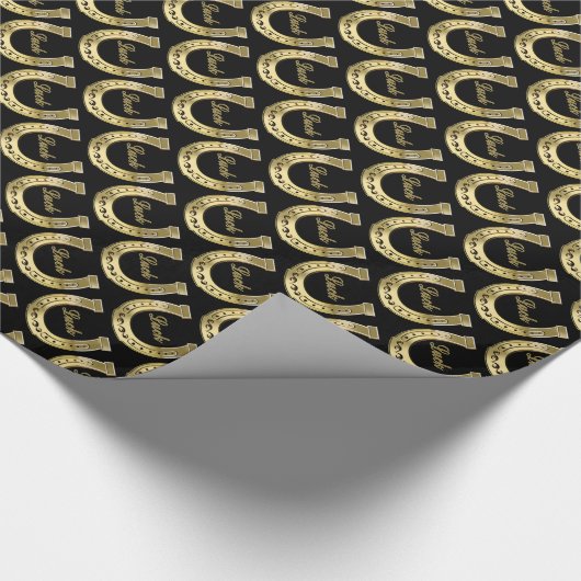 Gouden hoefijzer cadeaupapier (Hoek)