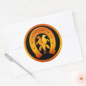 Gouden Hoefijzer en Paarden Ronde Sticker (Envelop)