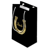 Gouden hoefijzer klein cadeauzakje (Achterkant Gekanteld)