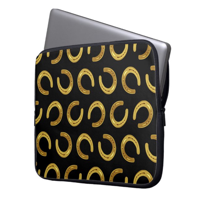Gouden hoefijzer laptop sleeve (Voorkant Links)