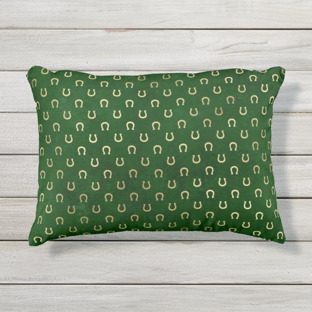 Gouden Hoefijzer Lucky Charm Groene St. Patrick's  Buitenkussen (Voorkant)