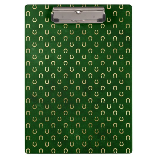 Gouden Hoefijzer Lucky Charm Groene St. Patrick's Klembord (Voorkant)