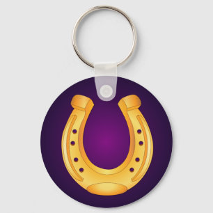 Gouden Hoefijzer Paarse Sleutelhanger