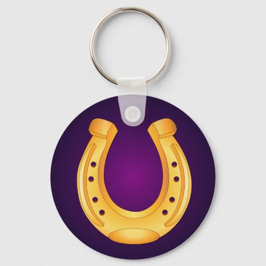Gouden Hoefijzer Paarse Sleutelhanger (Voorkant)