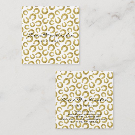 Gouden Hoefijzers Succes Professioneel Vierkante Visitekaartje (Voorkant / Achterkant)