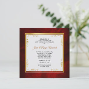 Gouden Hoek Frame Rood 50ste Huwelijksjubileum Kaart