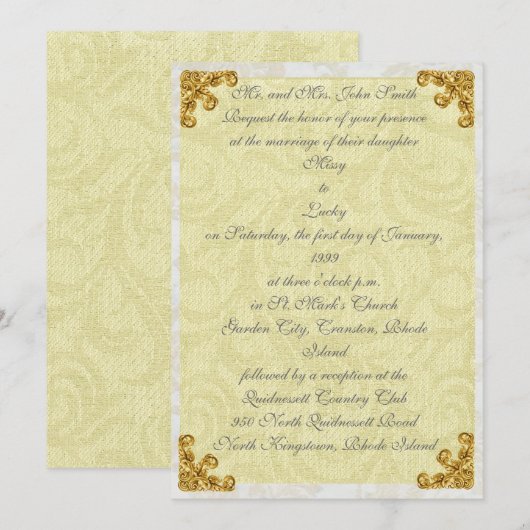 Gouden Hoekbloem Uitnodiging (Voorkant / Achterkant)