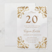 Gouden  Hoekcrème Twintigste Verjaardag Kaart (Voorkant / Achterkant)