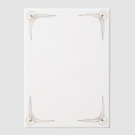 Gouden Hoeken Bruiloft  Vellum Uitnodigingen (Voorkant)