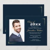 Gouden hoeken Foto Afstuderen Uitnodiging (Voorkant / Achterkant)