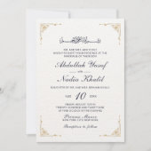   Gouden Hoeken Witte Islamitische Huwelijk Kaart (Voorkant)