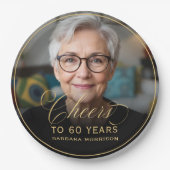 Gouden Hoera voor 60 Jaar Custom Photo Birthday Papieren Bordje (Voorkant)