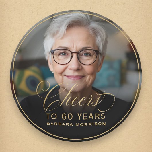 Gouden Hoera voor 60 Jaar Custom Photo Birthday Papieren Bordje