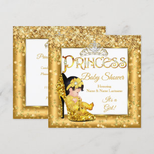 Gouden hoge hak glitters baby shower voor een prin kaart