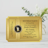 Gouden Hoge Hak Schoen Gouden Ticket Verjaardagsfe Kaart (Staand voorkant)