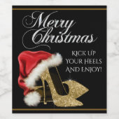 Gouden Hoge hak schoen Kerstmis wijn fles etikette Wijn Etiket (Enkel label)