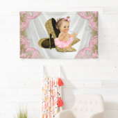 Gouden Hoge Hak Schoen Meisjes Baby shower Spandoek (Insitu)