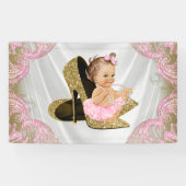 Gouden Hoge Hak Schoen Meisjes Baby shower Spandoek (Horizontaal)