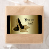 Gouden hoge hak schoen water fles labels (Insitu)