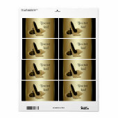 Gouden hoge hak schoen water fles labels (Full Sheet)