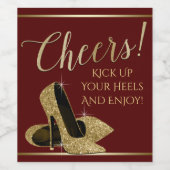 Gouden hoge hak schoen wijn fles etiketten (Enkel label)