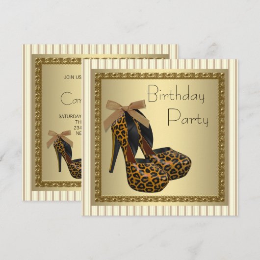 Gouden hoge hak schoenen Dames Luipaard Verjaardag Kaart (Voorkant / Achterkant)