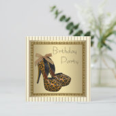 Gouden hoge hak schoenen Dames Luipaard Verjaardag Kaart (Staand voorkant)