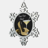 Gouden Hoge Hak Schoenen en Martini Tin Sneeuwvlok Ornament (Rechts)