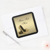 Gouden hoge hak schoenen envelop afdichting party  vierkante sticker (Envelop)
