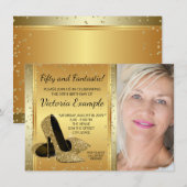 Gouden Hoge Hak Schoenen Verjaardagsfeest Kaart (Voorkant / Achterkant)