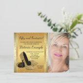 Gouden Hoge Hak Schoenen Verjaardagsfeest Kaart (Staand voorkant)