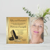 Gouden Hoge Hak Schoenen Verjaardagsfeest Kaart (Staand voorkant)