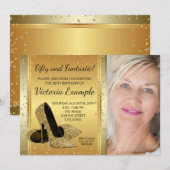 Gouden Hoge Hak Schoenen Verjaardagsfeest Kaart (Voorkant / Achterkant)