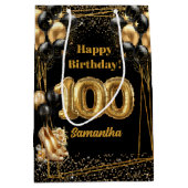 Gouden Hoge Hakken 100ste Verjaardag Gift Bag ✨ Medium Cadeauzakje (Voorkant)