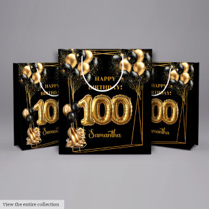 Gouden Hoge Hakken 100ste Verjaardag Gift Bag ✨ Medium Cadeauzakje