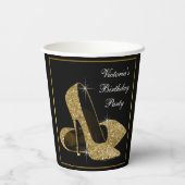 Gouden Hoge hiel schoen verjaardag partij papier k Papieren Bekers (Achterkant)
