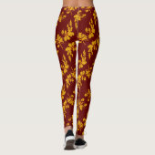 Gouden Holly bladeren en rode bessen Leggings (Achterkant)
