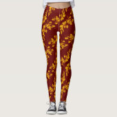 Gouden Holly bladeren en rode bessen Leggings (Voorkant)