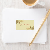 Gouden Holly bloeien Kerstmis adreslabel Etiket (Insitu)