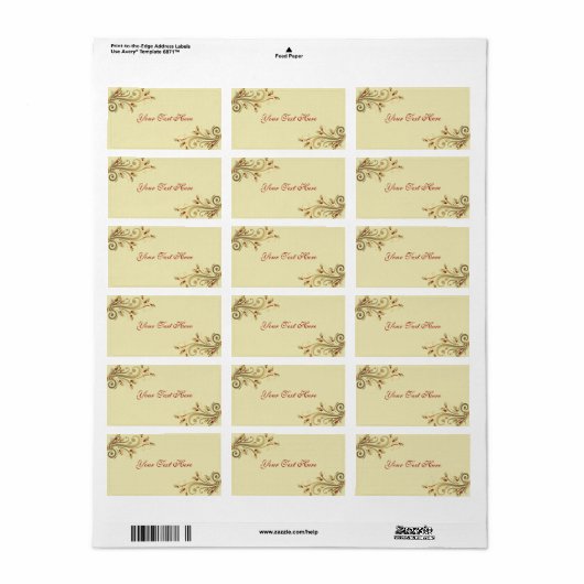 Gouden Holly bloeien Kerstmis adreslabel Etiket (Full Sheet)