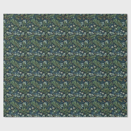 Gouden Holly en Winter gebladerte Cadeaupapier (Vlak)