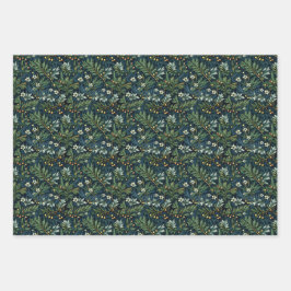 Gouden Holly en Winter gebladerte Inpakpapier Vel