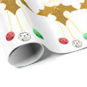 Gouden Holly Jingle Bells White Wrapping Paper Cadeaupapier (Rol Hoek)