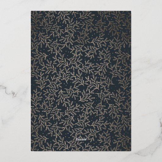 Gouden Holly kerstfoto Folie Feestdagenkaart (Achterkant)