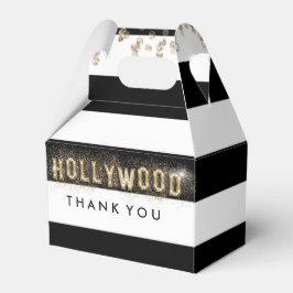 Gouden Hollywood Favor doosjes met zwart-wit stree