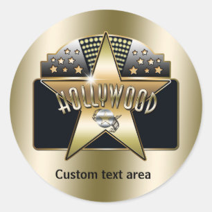 Gouden Hollywood Retro Typografie Ster Feest Stick Ronde Sticker