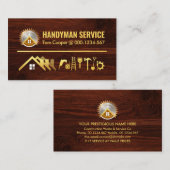 Gouden Home Handyman Gereedschap op Hout Visitekaartje (Voorkant / Achterkant)